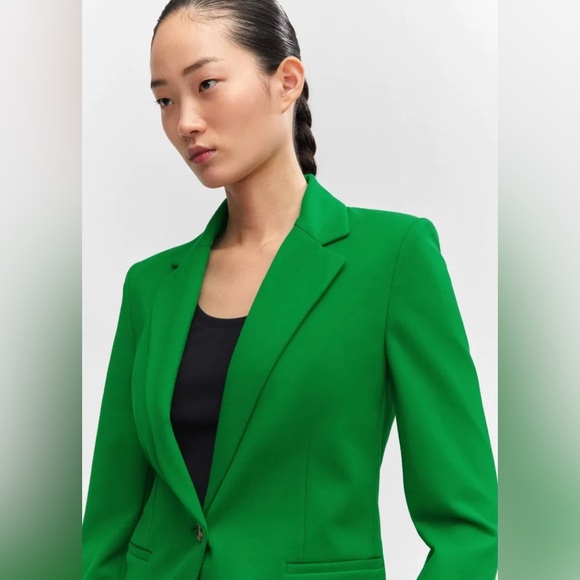 MNG Mango Green Single Button Women's Blazer Size 4 - Picture 4 of 16